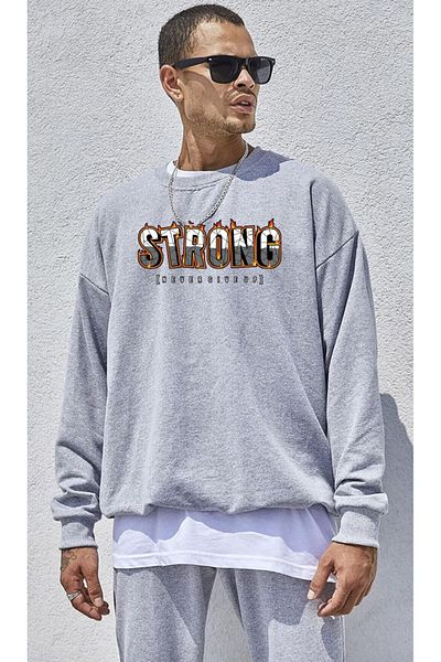 Modern Moda Σετ φόρμας Strong Sweatshirt Jogger - Printed Oversize Raised Hooded