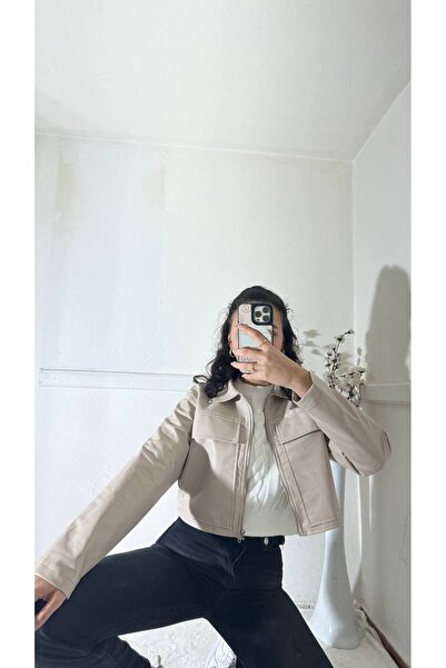 UMUT BUTİK KREM DERİ CEKET