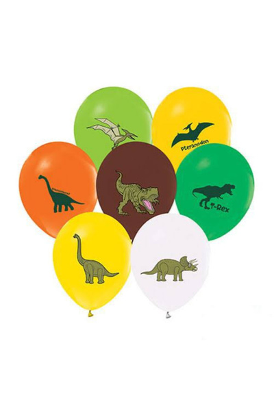 Çemrek Süs Parti بالون مطبوع عليه ديناصور 10 قطع 12 بوصة