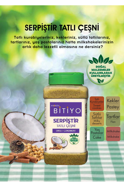 Serpiştir Tatlı Çeşni %100 Doğal Vegan Kurabiye Kek Sütlü Tatlı Tart Yaş Pasta İçin Çeşni 450 Gram
