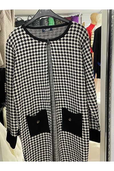 Yaren Moda Women's Cardigan (Houndstooth Patterned)