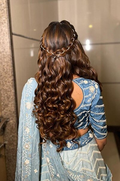 TakıConcept Taşlı Şerit Örgü Zinciri Saç Aksesuarı Saç Zinciri