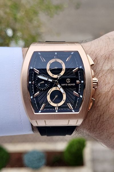 DAVID GUNER Case Copper Cord Black Color Function Men's Wristwatch