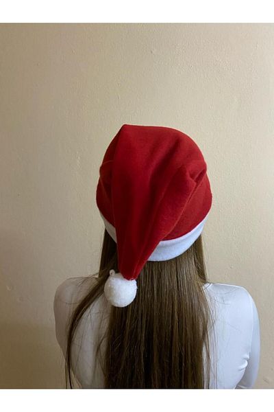 sema aksesuar New Year Red Fleece New Year Santa Hat - Party Hat Adult