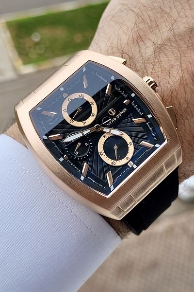 DAVID GUNER Case Copper Cord Black Color Function Men's Wristwatch