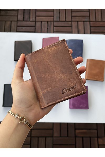 DERKON Monaco Genuine Crazy Leather Wallet Tan Color