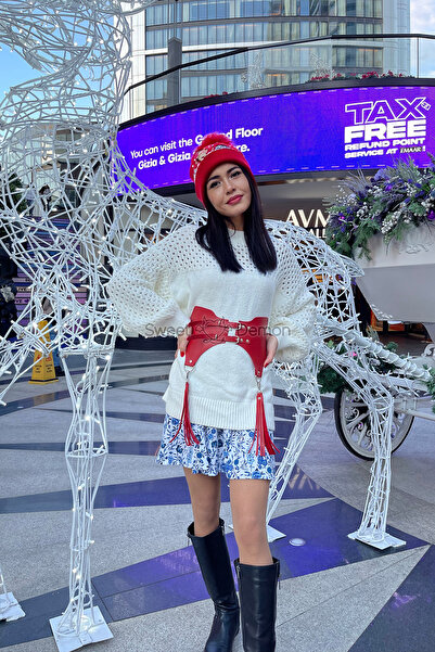 Sweet Demon Stylish Leather Corset Belt on Tassel Detailed Dress, Women's Style Gothic Clothing