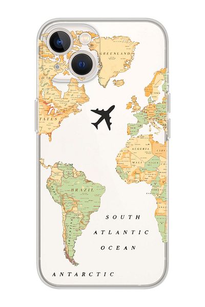 shoptocase حافظة هاتف شفافة ممتازة بتصميم خريطة العالم القديم متوافقة مع هاتف Iphone 15
