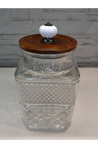 ALANYA HOME DECOR AKACIA LUXURY JAR WITH LID 2000ML AKASIA LID LUXURY JAR 2000ML(12x12x24CM)