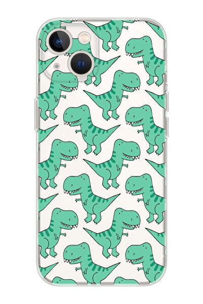 shoptocase Iphone 15 Uyumlu Yeşil Dinazor Tasarımlı Premium Şeffaf Telefon Kı...