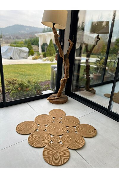BHR Creative Jüt Hasır El Dokuma Halı Kilim Yolluk Paspas Dekoratif Yolluk Ka...