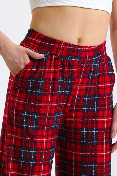 Babelook Women's Red Checkered Pajama Bottoms