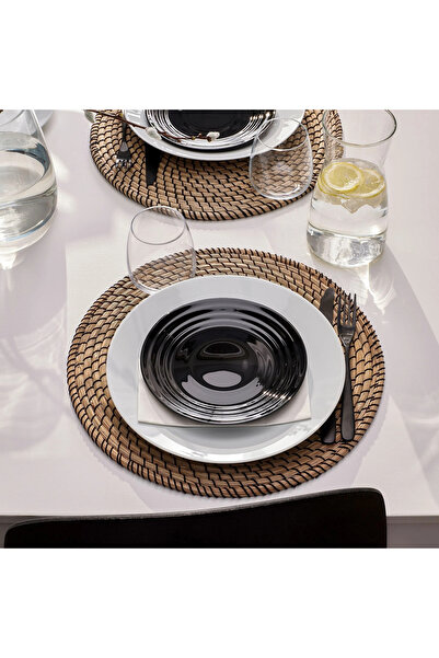 IKEA 4 Adet Pasta & Tatlı Tabağı Temperli Cam Parlak Siyah 19 cm