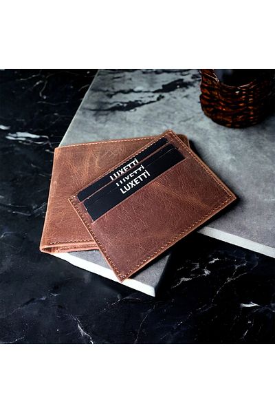 Luxetti Портфейл от естествена кожа, допълнителен слот за карти