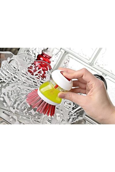 HB LİFE Practical Dish Brush with Liquid Detergent Tank| Kitchen Bathroom Sink Washing Brush with Tank - 1 Piece