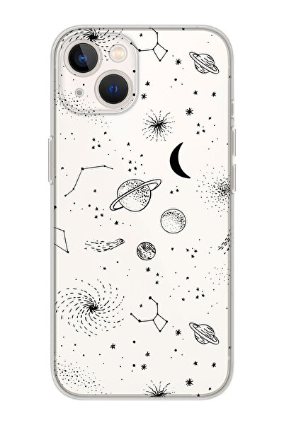 shoptocase Iphone 15 Uyumlu Güneş Sistemi Tasarımlı Premium Şeffaf Telefon Kı...