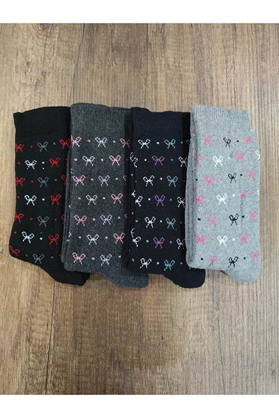 Leement socks Дамски 4 чифта дебели зимни хавлиени чорапи с шарки