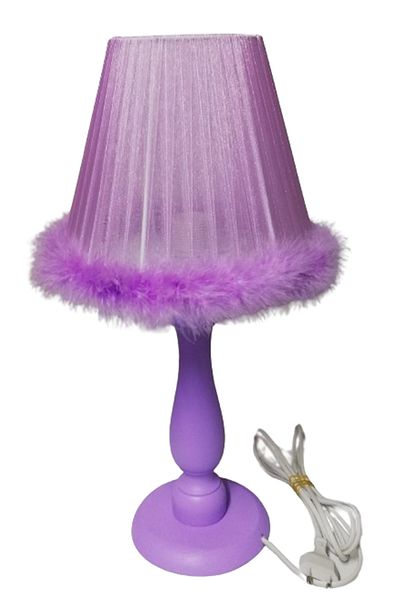 TEKAY AYDINLATMA Lilac Wooden Leg Lilac Head Feather Lampshade