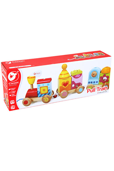 Classic World Calimera Toys Ahşap Işıltılı Renkli Bloklu ÇekÇek Tren