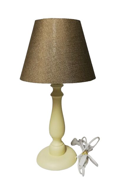 TEKAY AYDINLATMA Cream Wooden Leg Wicker Head Lampshade