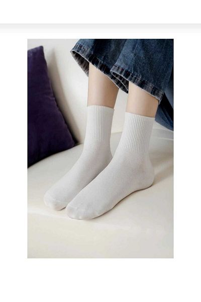 Rbs UNISEX PLAIN WHITE SPORTS SOCKS 4-PACK