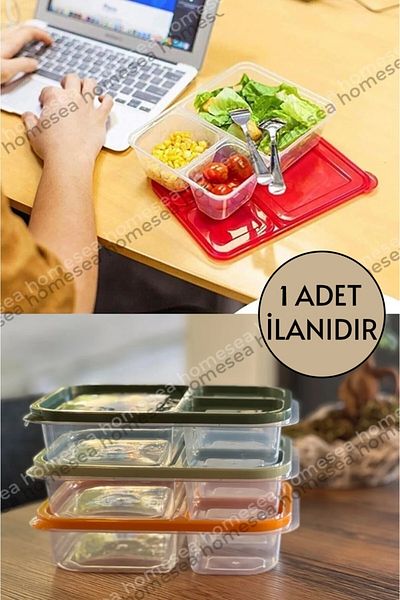 Pink Cat Kitchen Diet Storage Container Three Compartments Practical Portable Smart Rectangular Nutrition Breakfast Container