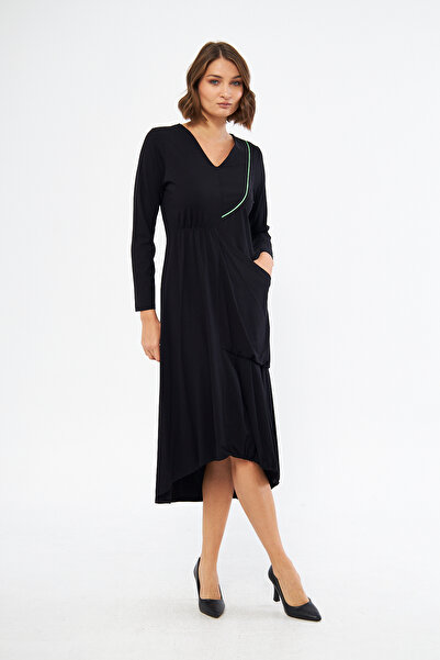 LAMANTE TORBA CEP DETAYLI SİYAH ELBİSE