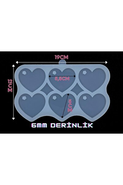 epoksikalipmarketi Epoksi Silikon Kalıp / 6lı Kalp Kalıbı