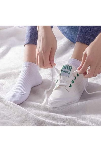WORTHY SOCKS Опаковка от 5 бр. Дамски къси бели чорапи с ботуши