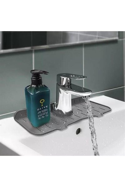 hayal oyuncak atölyesi Lavabo İçin Silikon Esnek Mat Musluk Sapı Damlama Tutucu Raf Mutfak Tezgahı Sıçrama Koruma (4375)