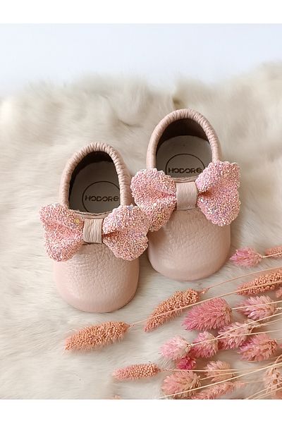 Hodore Sofia Powder Genuine Leather Baby Loafers