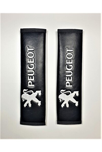 MR Peugeot Logolu Deri Emniyet Kemeri Kılıfı Siyah Peugeot Logo