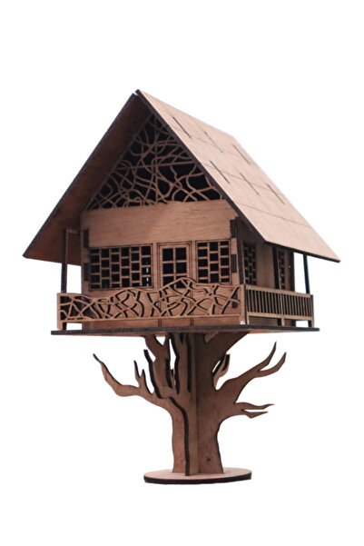 ALGWOOD Ahşap Dağ Evi Puzzle Maket - 26x15x14cm