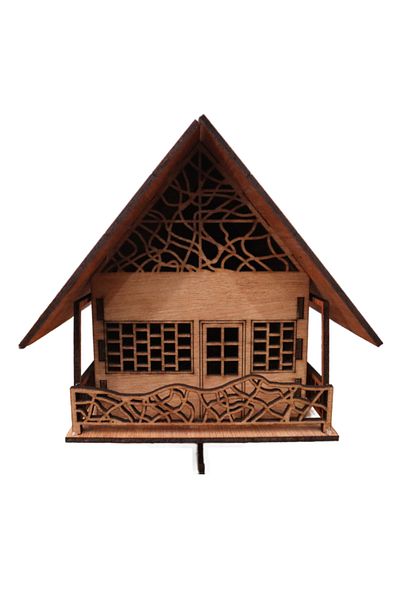 ALGWOOD Wooden Chalet Puzzle Model - 26x15x14cm