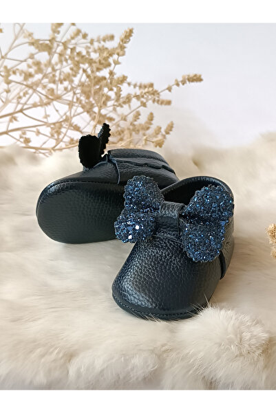 Hodore Sofia Stoned Navy Blue Genuine Leather Baby Loafer