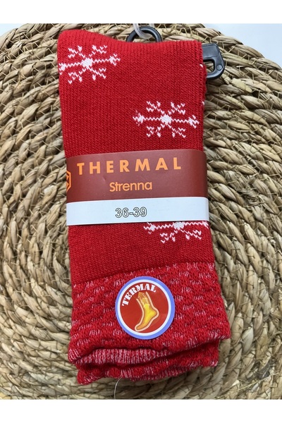 Strenna Unisex Red Snowflake Christmas Themed New Year Thermal Home Socks