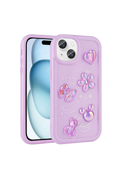 Rivor Apple iPhone 14 Plus Uyumlu Kılıf Metal Kamera Korumalı Kabartma Figürl...