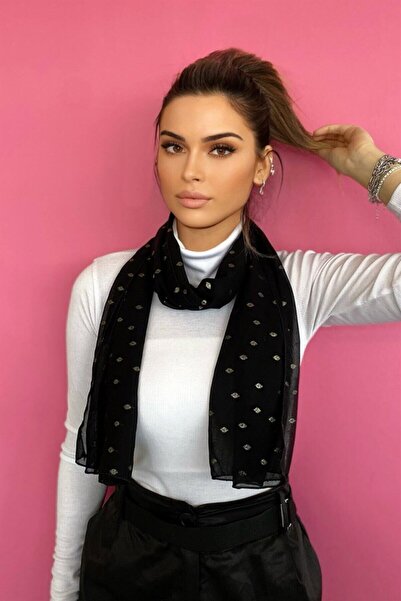 MsLena Butik Şal cu sclipici negru