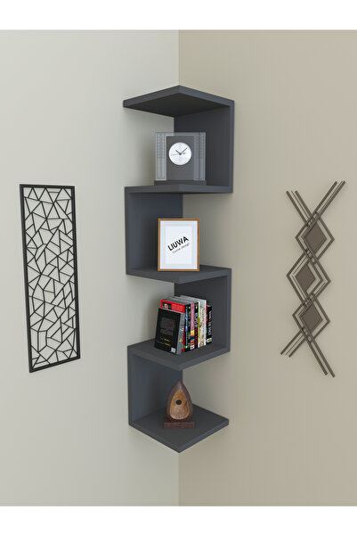 LIUWA Zigzag 5 Katlı Köşe Rafı,Kitaplık,Çocuk Odası Düzenleyici,Mutfak Köşesi(ANTGRİ)