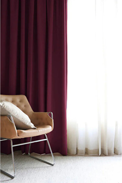 Ran Perde Vişne Çürüğü - Karartma Perde Blackout - Çift Taraflı -Pilesiz - Te...