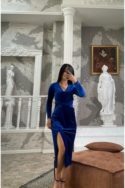 ADASTYLE Rochie din catifea cu decolteu in V, detaliu in talie, vilyur don, rochie