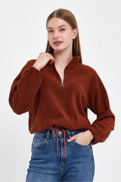 Superlife Γυναικεία φούτερ Softtech Fleece με μισό φερμουάρ με άνετη εφαρμογή Spr24pwk99
