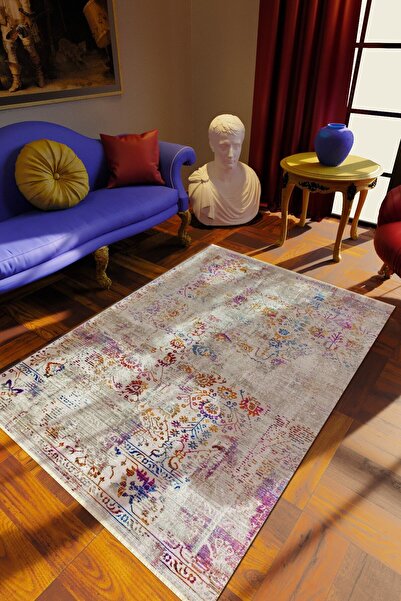 10 Post Online Klasik Eskitme Karışık Renkli Dijital Baskı Halı Kaydırmaz Ince Yıkanabilir