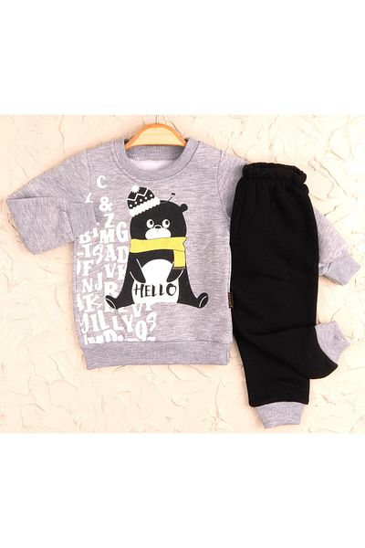 Moyes 6-18 months Baby Boy Thick Fabric Fleece 100% Cotton 3 Strings Tracksuit Set (Buy One Size At Least)