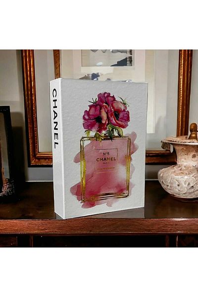 Saccura Decor Decorative Book Box, Gold Gilded Book Box, Pink Decorative Box