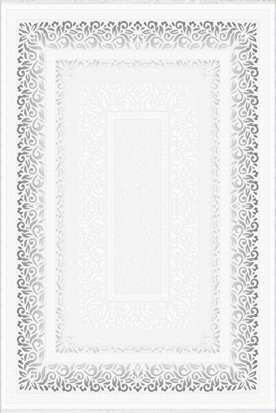 10 Post Online Gray White Digital Printed Runner - Non-Slip Base and Cutting Washable Thin Carpet