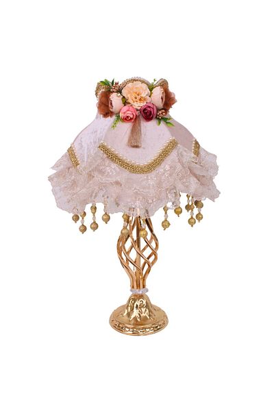 Dekovien Gold Dangled Mink Velvet - Lace Decorated Vintage Lampshade 30x50cm AB1006