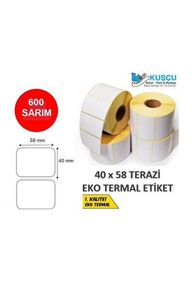 KUŞCU ETİKET ملصق حراري 40x58 ملم ملصق ميزان 600 قطعة / 1 رول