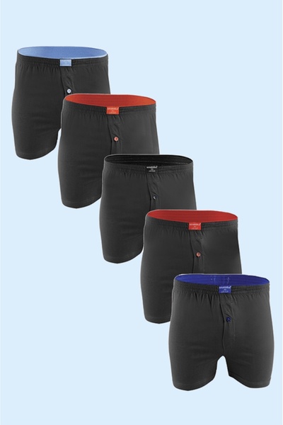 Ceylanoğlu Erkek Koyu Gri 5 Li Paket %100 Pamuk Havlu Bel Boxer