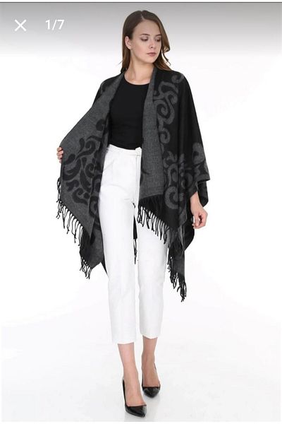 Nilbutik Women's Double Sided Shoulder Shawl Poncho
